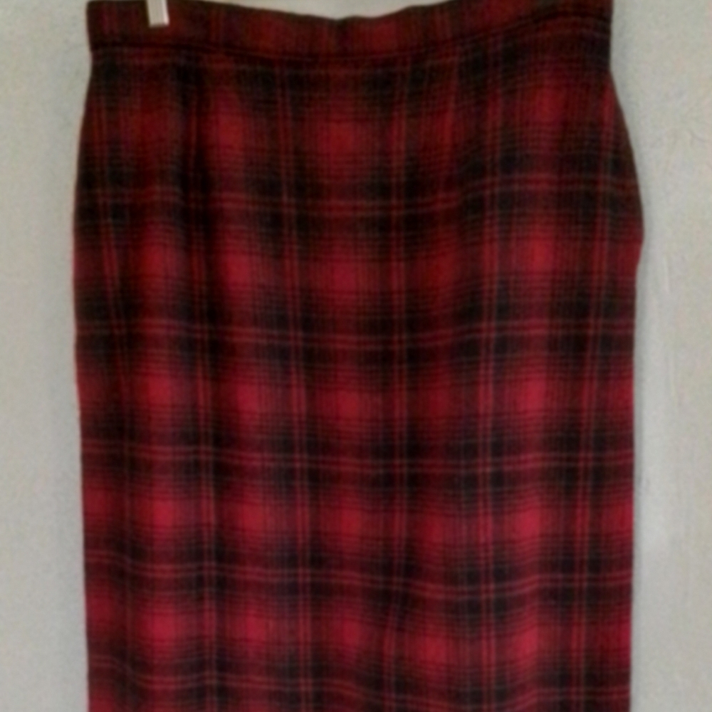 Woolrich Red Plaid Pencil Skirt